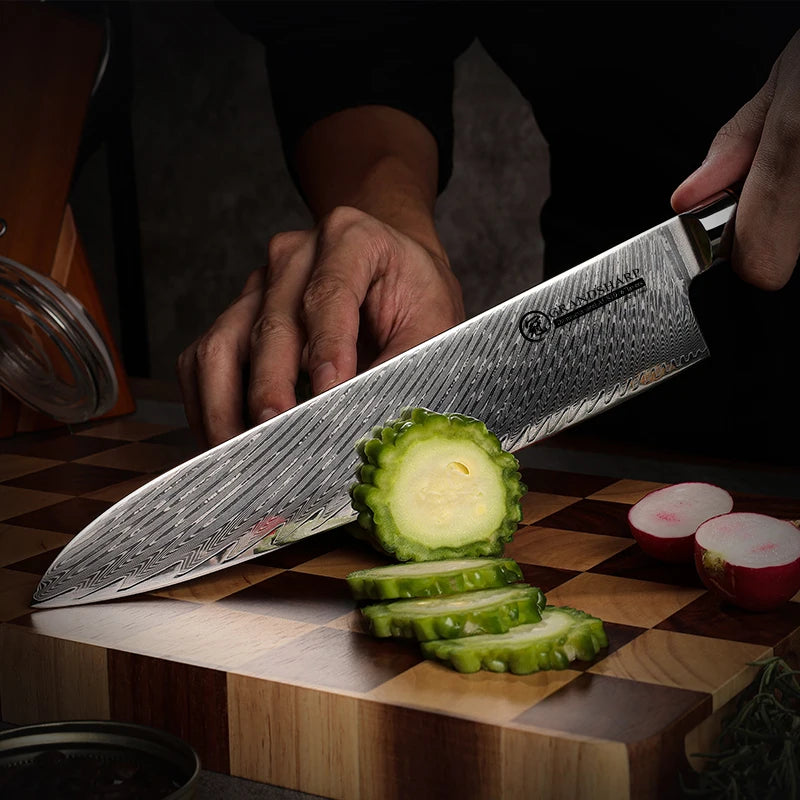 Damascus Knife Set AUS10 Japanese Steel – Honeycomb Handle Kitchen Knife Set Axl