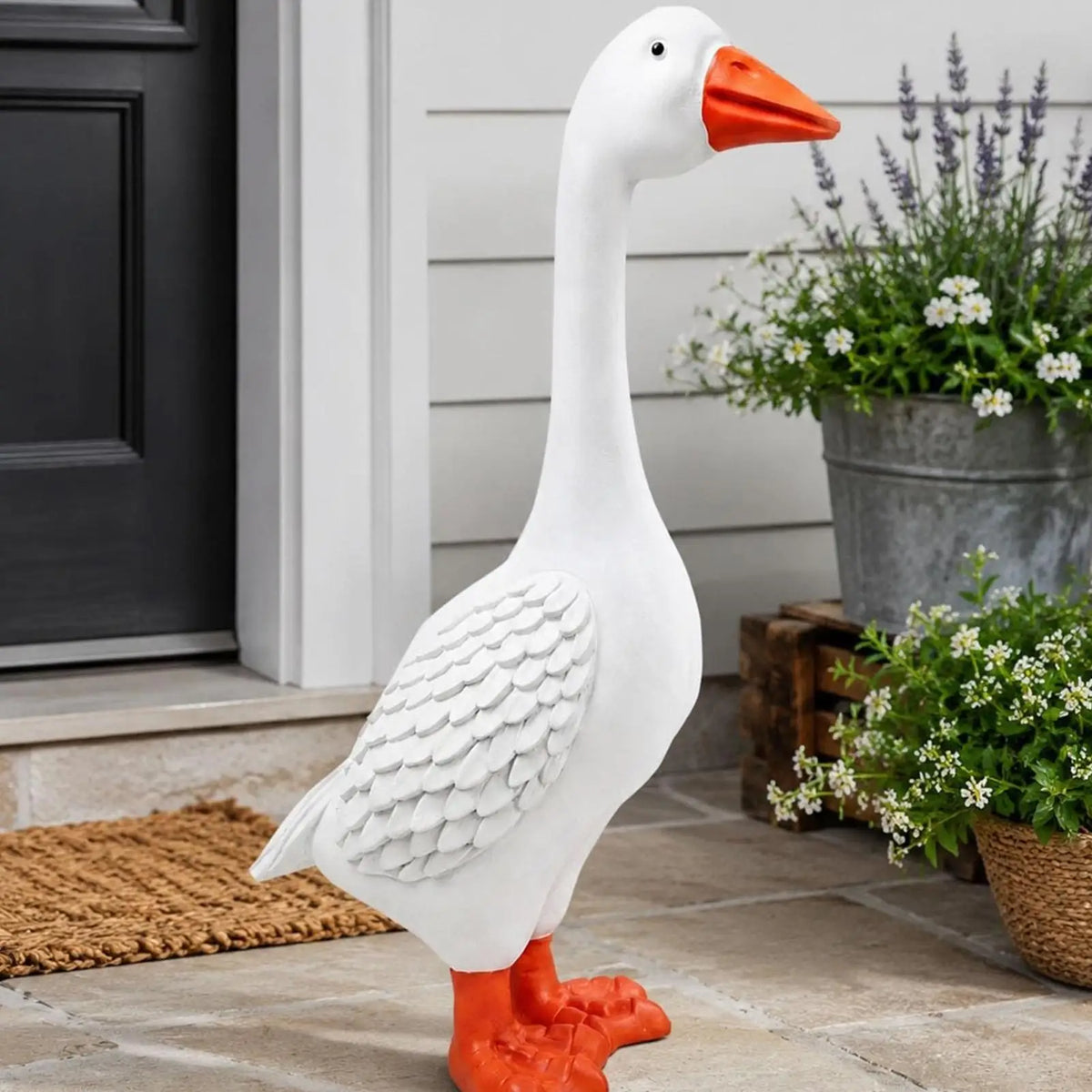 Resin Porch Goose Statue – All-Weather Garden Yard Decor Garden Goose Statue Axl