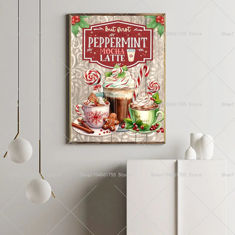 Christmas Hot Chocolate Gingerbread Wall Poster | Self-Adhesive Wall Art Poster Axl