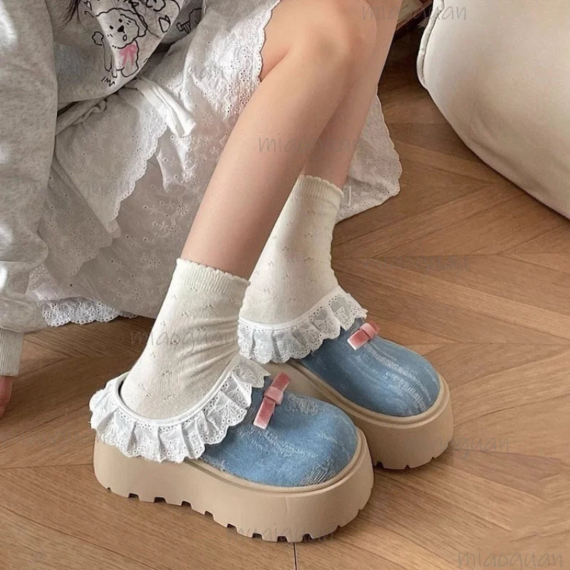 Women's Bow Wedge Platform Half Slippers – High Heel Mules Wedge Platform Mules Axl