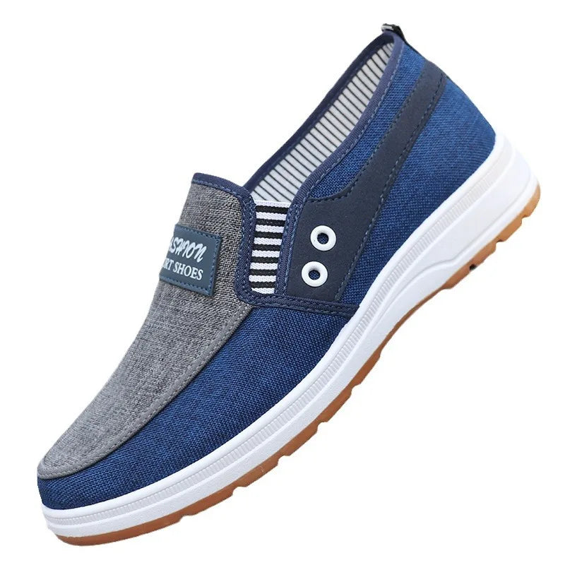 Men's Canvas Slip-On Loafers – Lightweight Color Block Casual Shoe Canvas Slip-On Loafers Axl