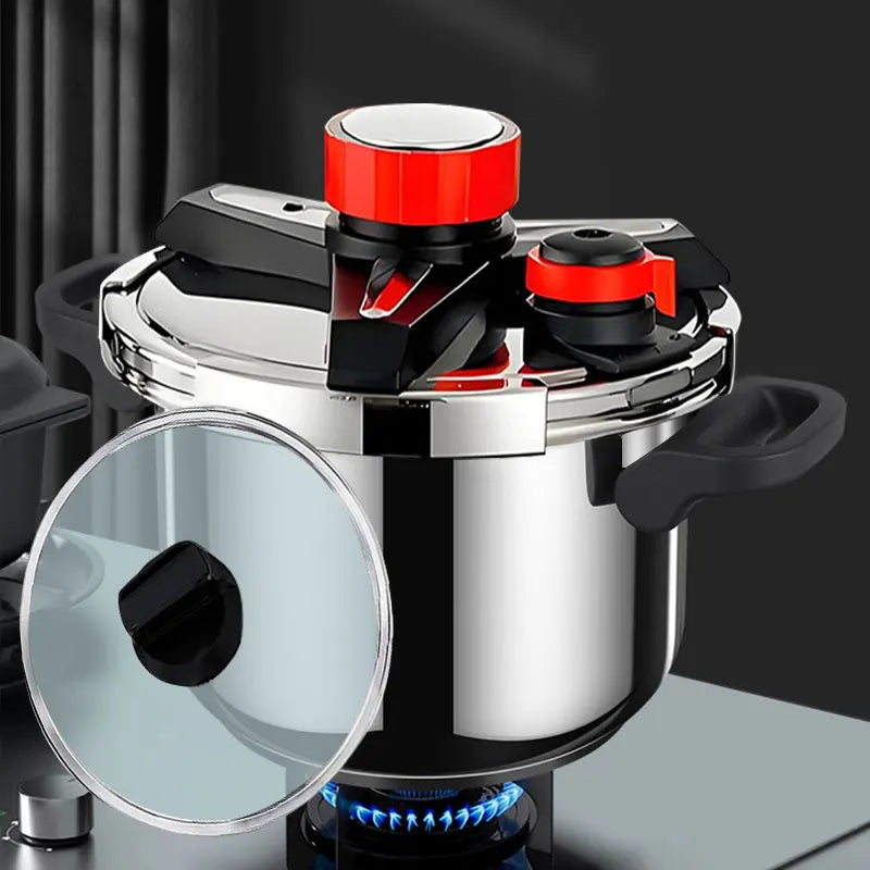 PGY Stainless Steel Pressure Cooker 1.8–7L | Induction + Glass Lid Pressure Cooker Axl