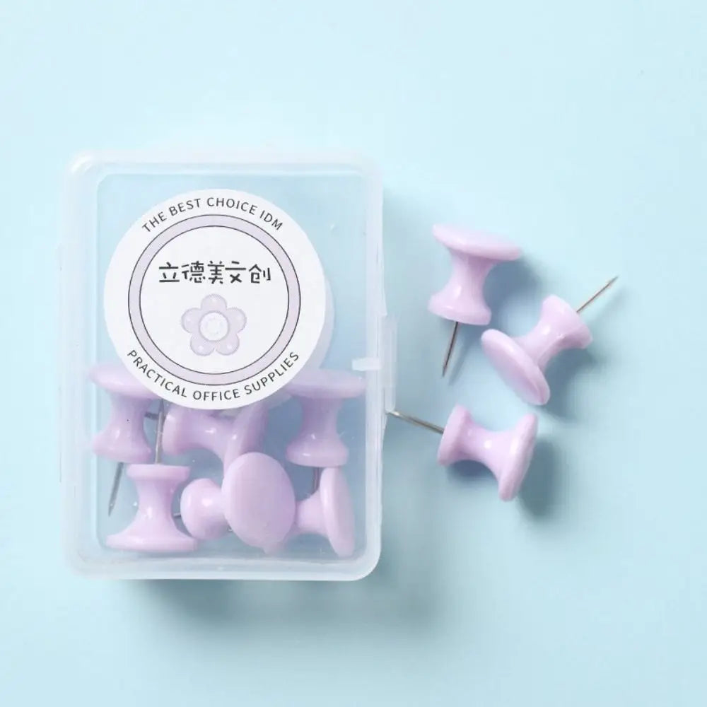 Macaron Color Pushpins – Pastel Plastic Thumb Tacks for Boards Decorative Pushpins Axl Purple-L-10pcs-box