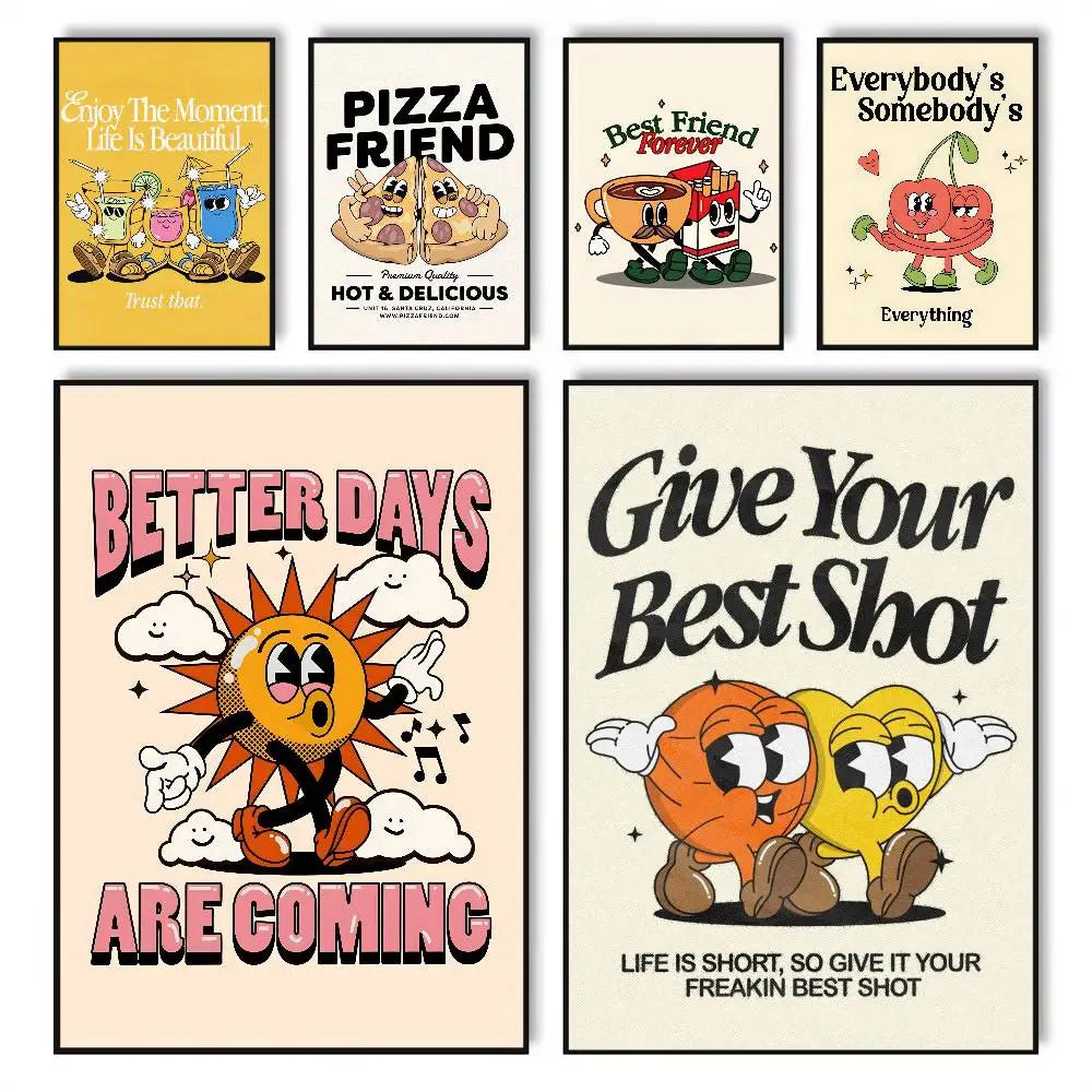 Retro Pop Cartoon Food Poster – Waterproof Self-Adhesive Wall Art Wall Art Poster Axl