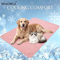 KEMORELA Pet Cooling Mat – Washable Bear Pattern Dog & Cat Pad Pet Cooling Mat Axl Pink 90X70cm