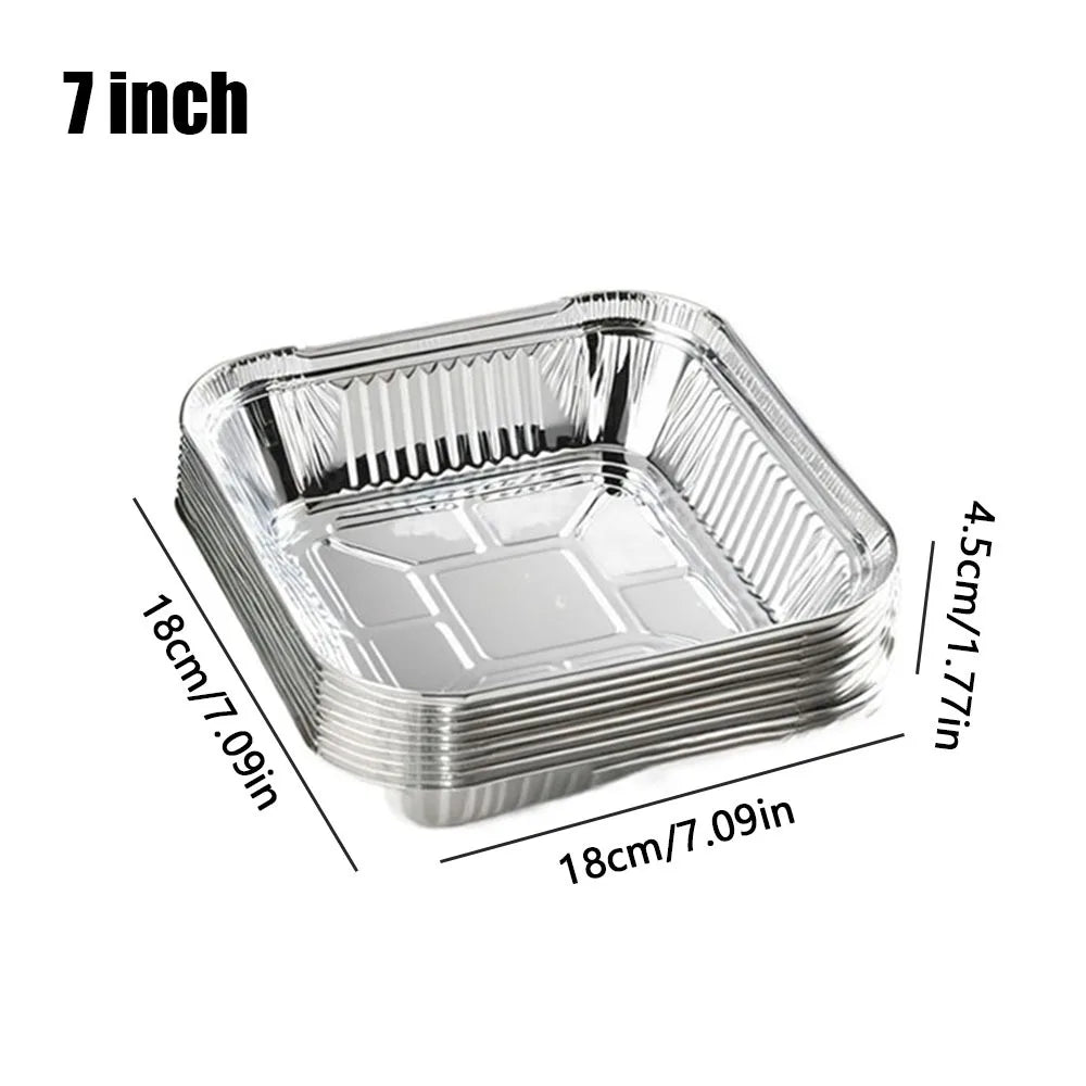 10-Pack Aluminum Foil Trays for Air Fryer, Oven & BBQ Aluminum Foil Baking Tray Axl 7 inch-10Pcs