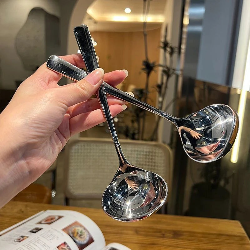 Korean Stainless Steel Soup Spoon – Long Handle Hotpot Spoon Kitchen Soup Spoon Axl