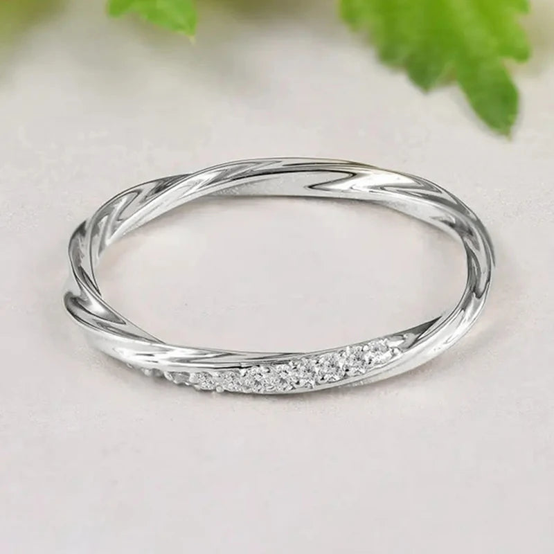 Huitan Thin CZ Ring Women – Silver & Gold Wedding Band Fashion Ring Axl Q889 6