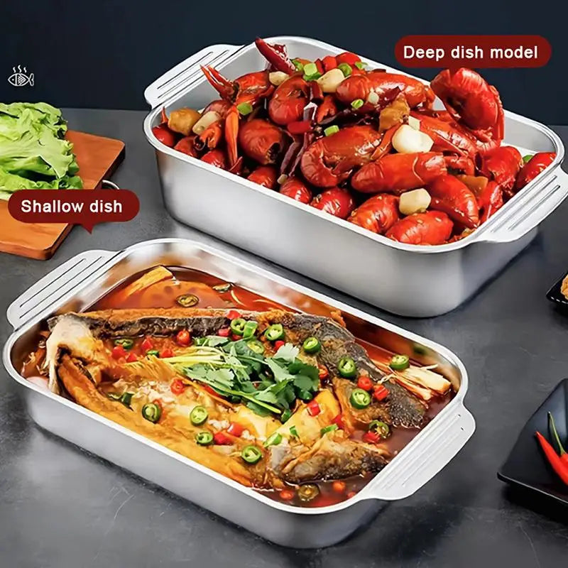 Stainless Steel Deep Dish Baking Pan with Lid | Oven Safe Baking Pan Axl