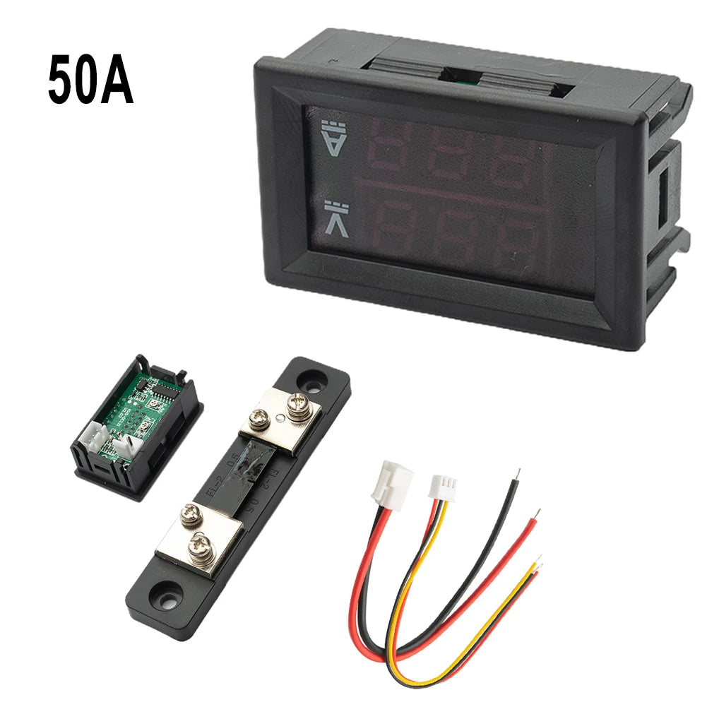 DC Digital Voltmeter Ammeter 10A/50A/100A LED Display 0-100V Digital Panel Meter Axl