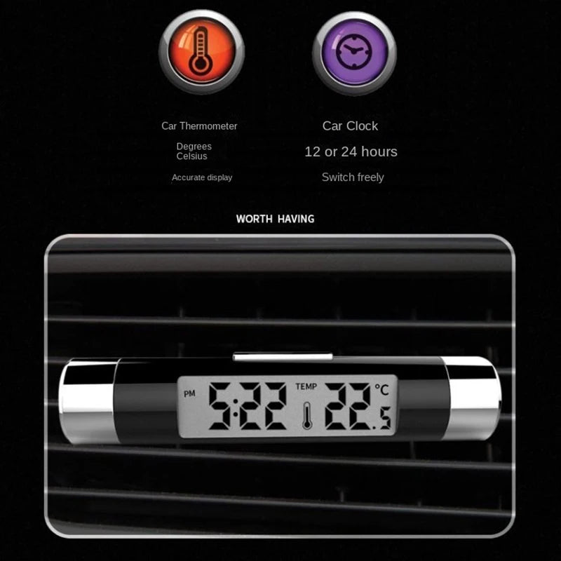 Car Air Vent Digital Clock & Thermometer – LED Display Car Vent Thermometer Clock Axl