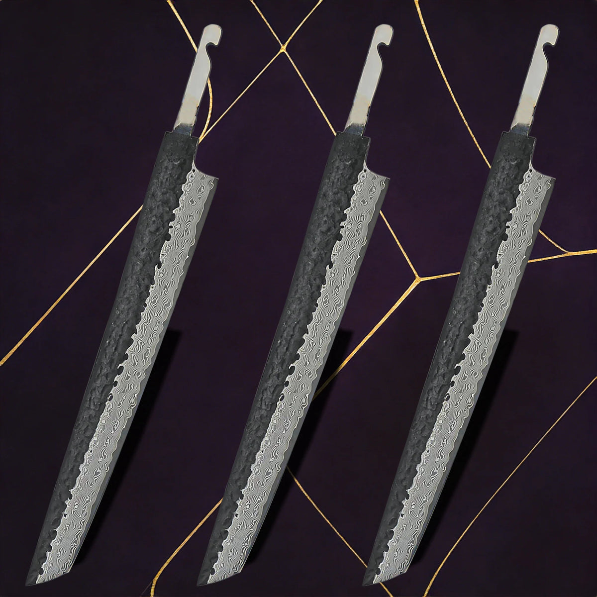 Damascus Steel Sashimi Knife Blade Set – DIY Forged 1–7 PCS Damascus Knife Blade Axl Knife Blade-3PCS
