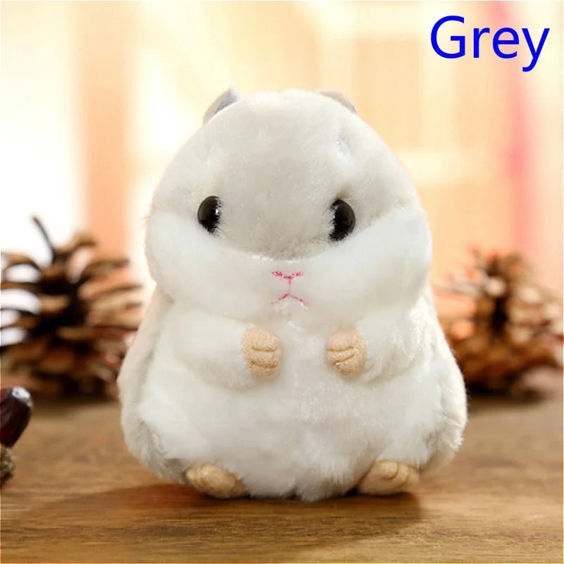 Kawaii Hamster Keychain – Fluffy Faux Fur Pompom Bag Charm Novelty Keychain Axl Grey