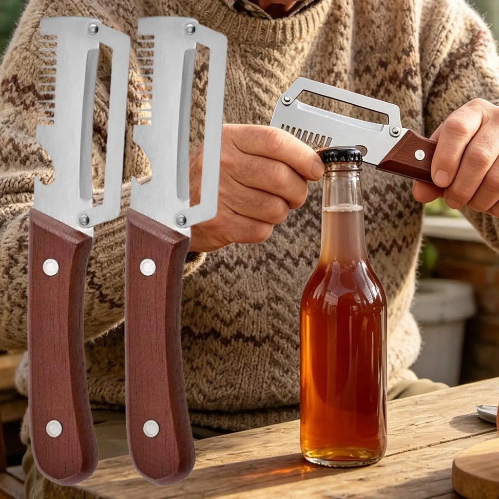 2-Piece Stainless Steel Vegetable Peeler & Grater – Wooden Handle Vegetable Peeler Set Axl