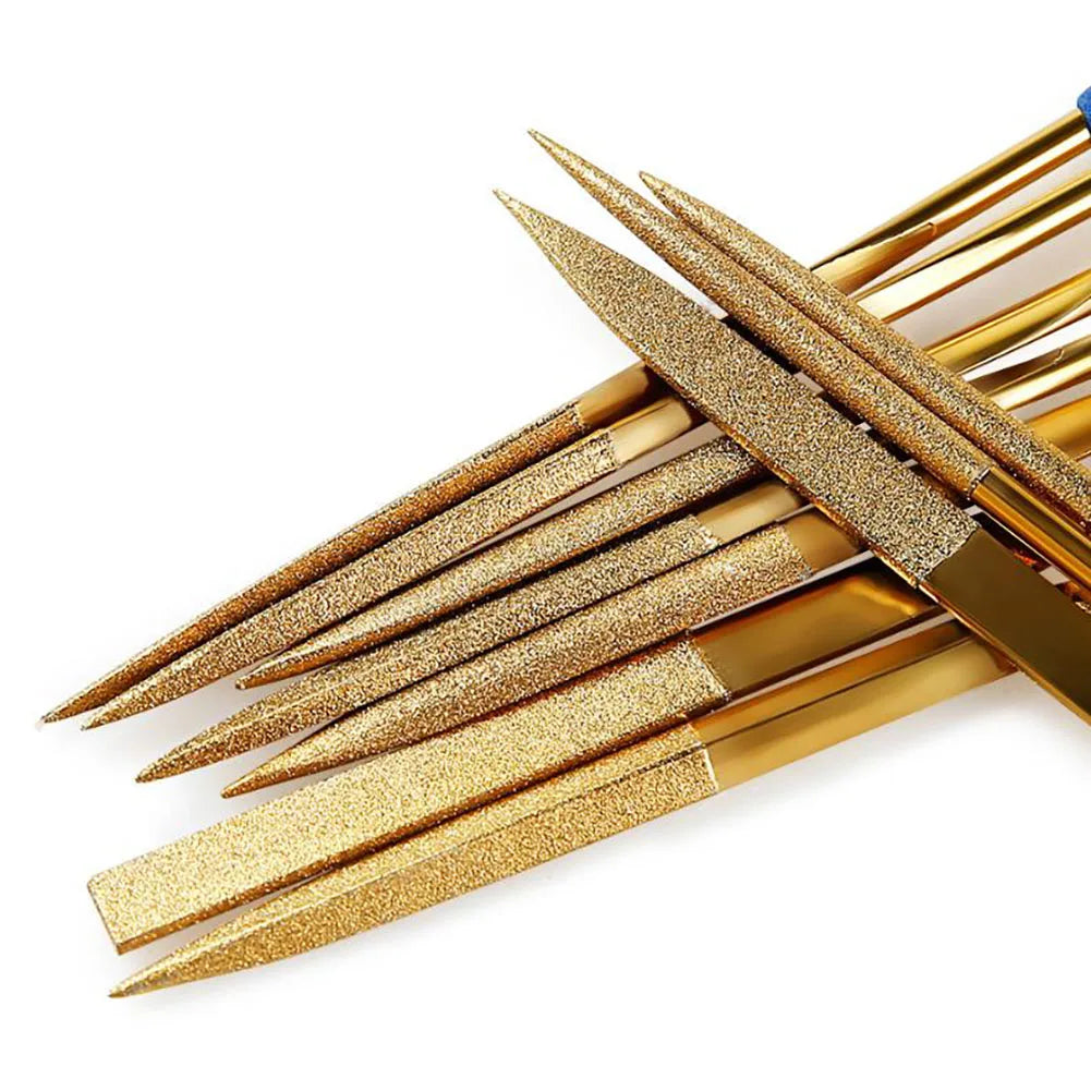10-Pc Emery Needle File Set – Non-Slip Handles | Metal & Wood Needle File Set Axl