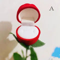 Red Rose Flocked Ring Box – Romantic Engagement Jewelry Gift Jewelry Gift Box Axl A