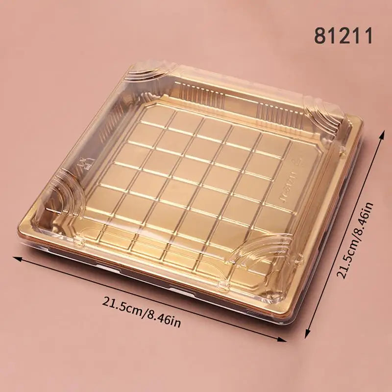 10 Pcs Disposable Sushi Boxes with Lids – PET Takeaway Pack Disposable Food Containers Axl 1211 Gold