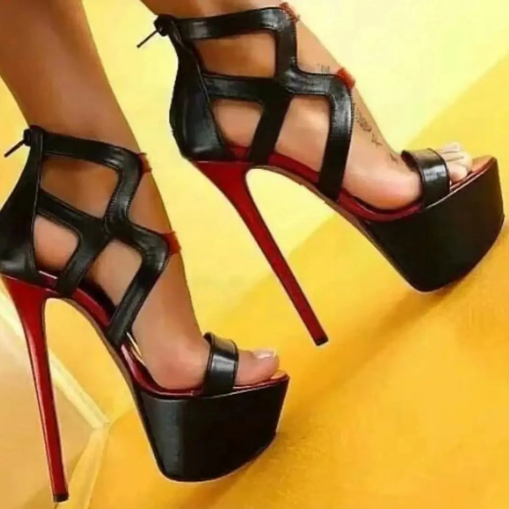 Women's Gladiator High Heel Platform Sandals – Open Toe Zip Gladiator Heel Sandals Axl