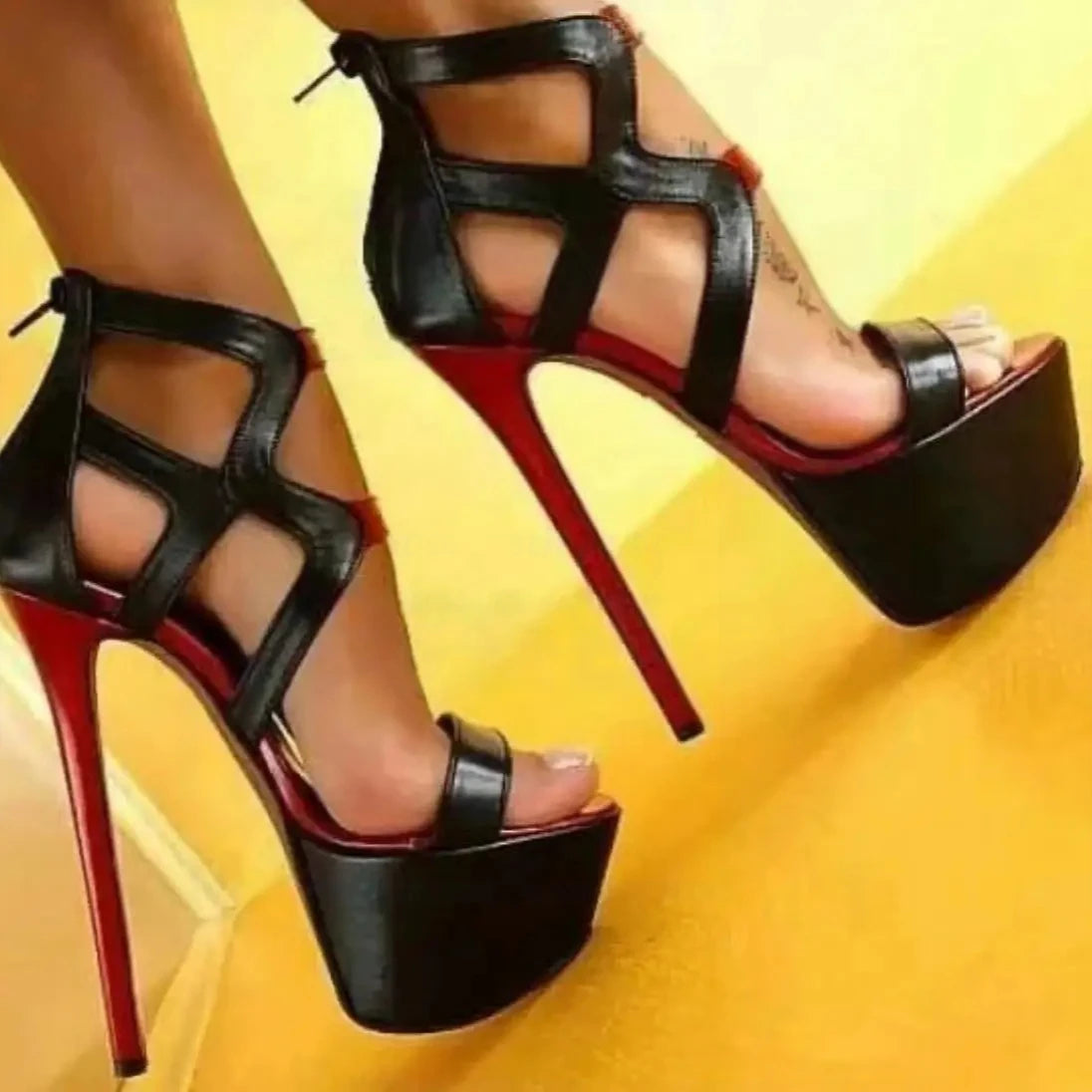 Women's Gladiator High Heel Platform Sandals – Open Toe Zip Gladiator Heel Sandals Axl