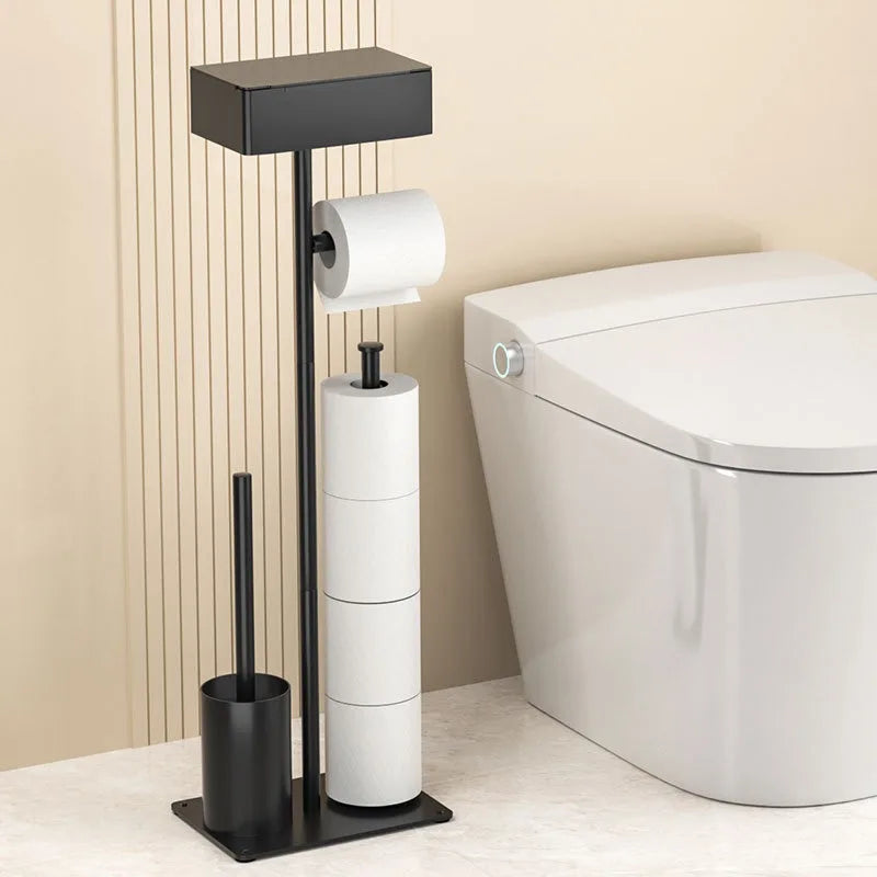 Stainless Steel Floor Bathroom Organizer & Toilet Paper Holder Bathroom Storage Rack Axl