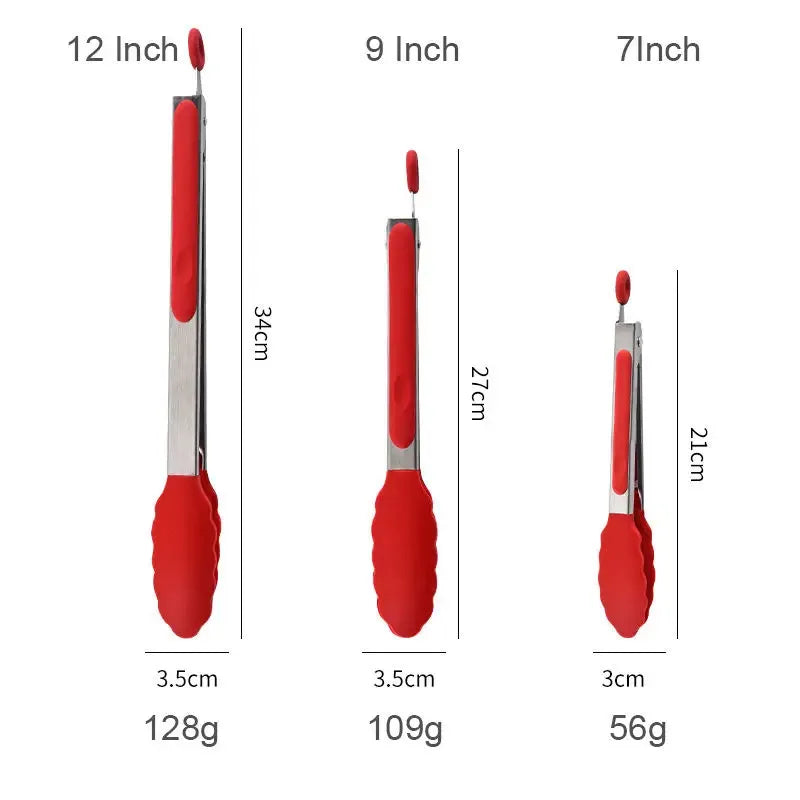 9 & 12 Inch Silicone Tip Stainless Steel Kitchen Tongs Set Kitchen Tongs Set Axl