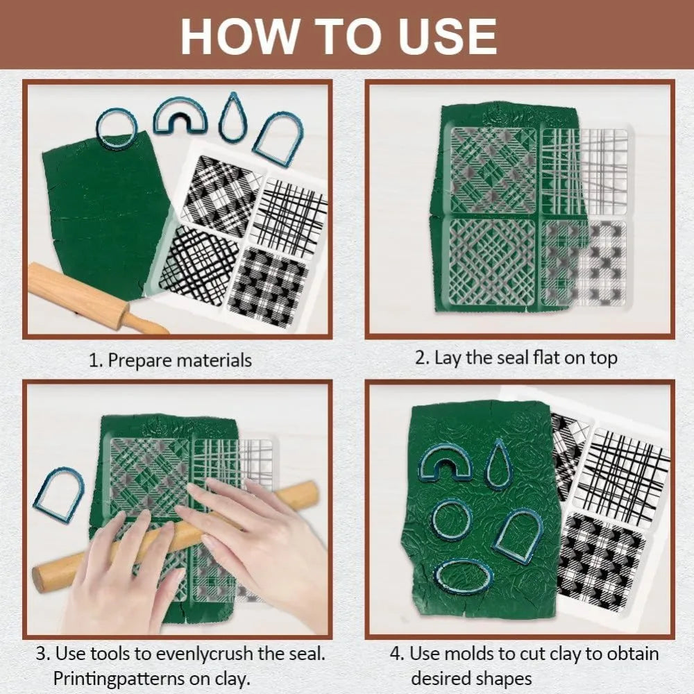 Plaid Clay Texture Mat Stamps – DIY Jewelry & Card Making Clay Texture Stamp Axl