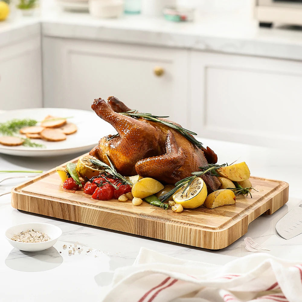 XINZUO End Grain Ash Wood Cutting Board | Fruit & Bread Wood Cutting Board Axl