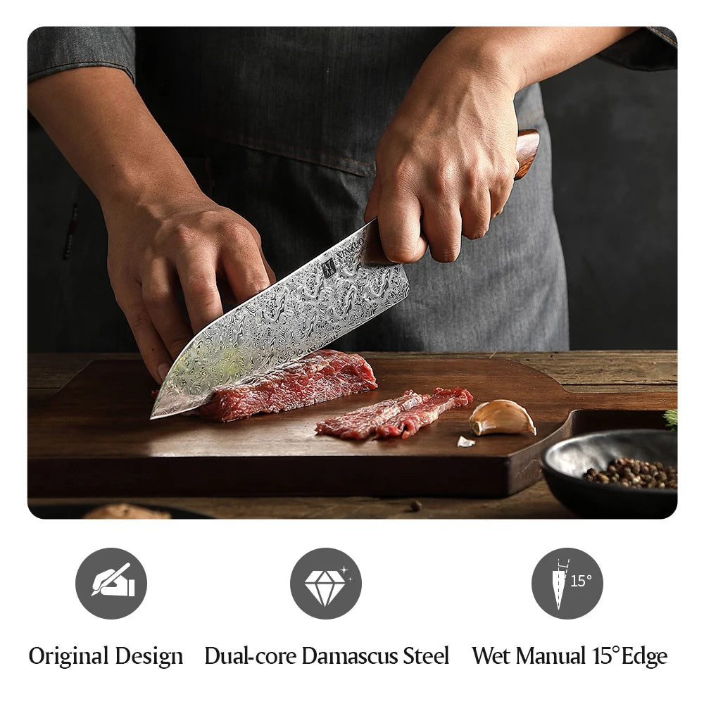 XINZUO 7.8" 110-Layer Damascus Steel Chef's Knife | Jiang Series Damascus Chef's Knife Axl