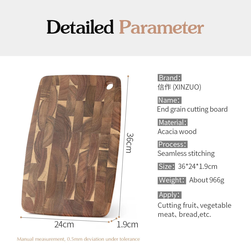 XINZUO End Grain Acacia Wood Cutting Board 36x24cm | LFGB End Grain Cutting Board Axl