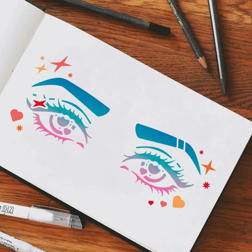 Reusable Eyes & Eyebrow Painting Stencil 11.8" – PET Template Craft Painting Stencil Axl