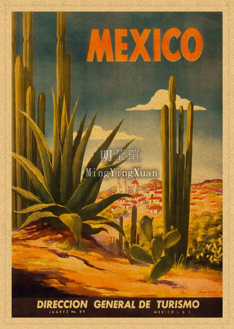 Vintage Travel Poster Wall Art | Kraft Paper Retro City Print
