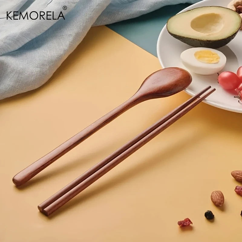12-Piece Wooden Chopstick & Spoon Set – Reusable Eco Flatware Wooden Flatware Set Axl