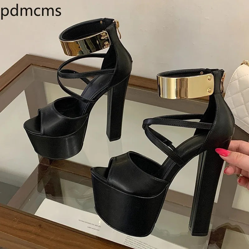 Women's Platform High Heel Sandals – Open Toe Zipper Summer Platform Heel Sandals Axl
