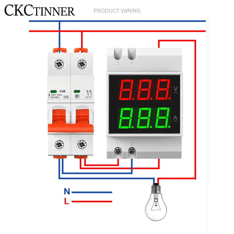DIN Rail Digital Voltmeter Ammeter AC LED Meter D52-2042 Digital Panel Meter Axl