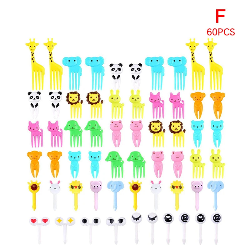 50/60 Pcs Cartoon Fruit Forks – Party Dessert & Snack Picks Party Food Picks Axl F60Pcs