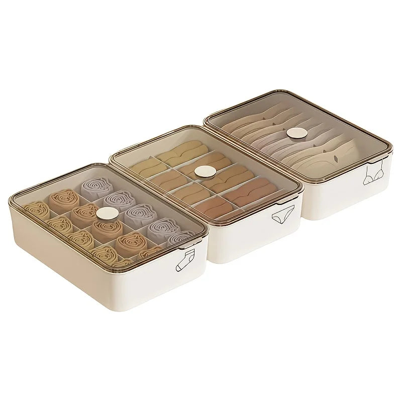 15-Compartment Plastic Underwear & Socks Drawer Organizer Box Drawer Storage Organizer Axl