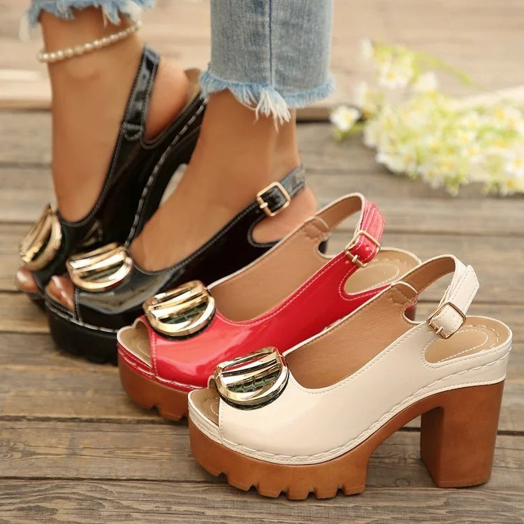 HAJINK Women's Heeled Sandals – Buckle Strap, Plus Size 5–13 Women's Heeled Sandals Axl