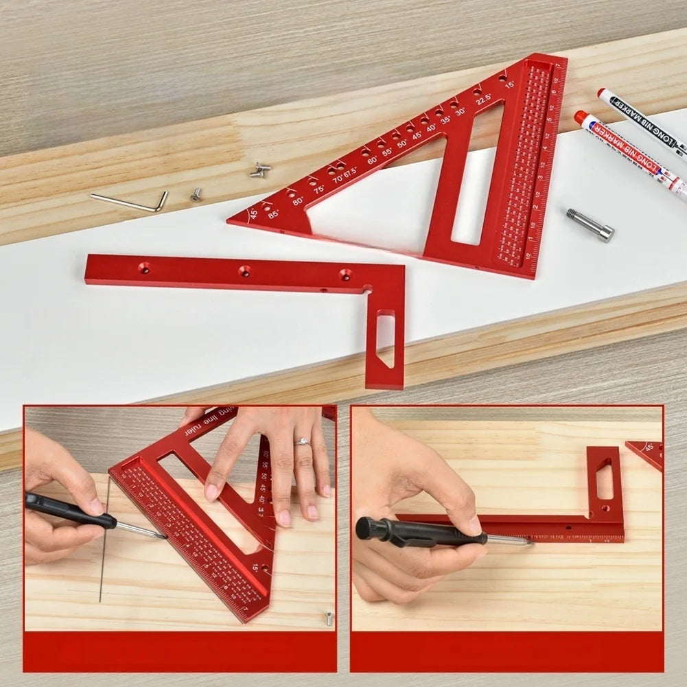 Multi-Angle Aluminum Woodworking Square & Triangle Ruler Woodworking Measuring Ruler Axl