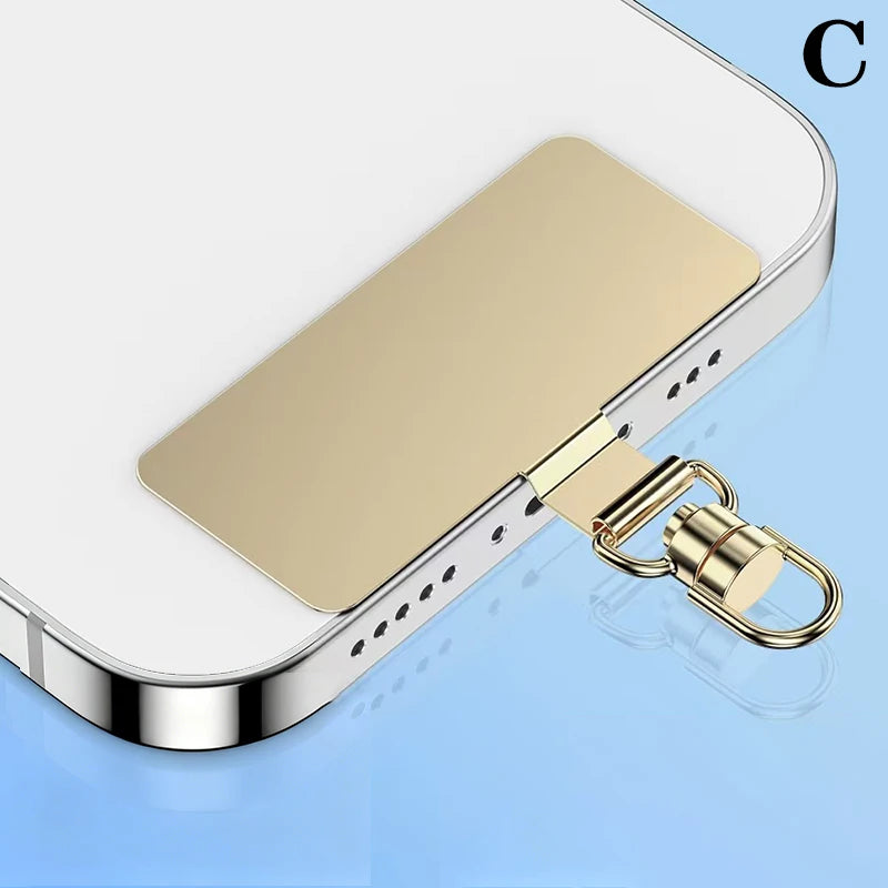 Steel Phone Lanyard Clip Patch – 360° Metal Strap Tab Phone Lanyard Clip Axl C Gold