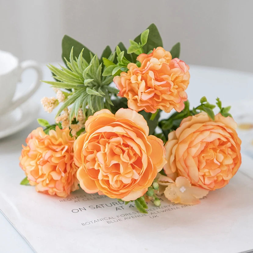 Silk Artificial Chrysanthemum Peony Bouquet – Home & Wedding Decor Artificial Flower Bouquet Axl color 2 3 pcs