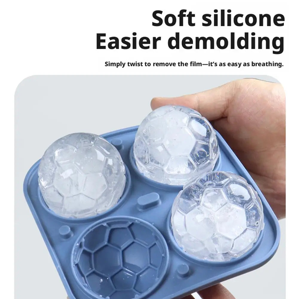 3D Soccer Ball Ice Cube Tray – 9-Grid Silicone Mold with Lid Silicone Ice Mold Axl