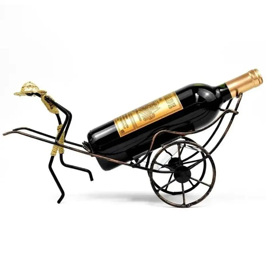 Rickshaw Wine Rack – Retro Wrought Iron Wine Bottle Holder Wine Bottle Rack Axl