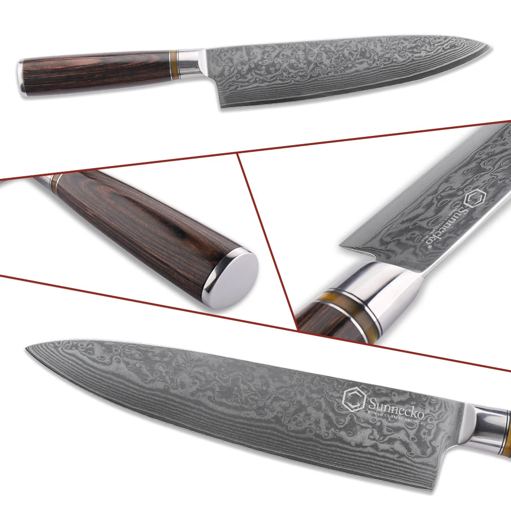 Sunnecko 8" Damascus Chef's Knife – VG10 Japanese Steel Damascus Chef Knife Axl