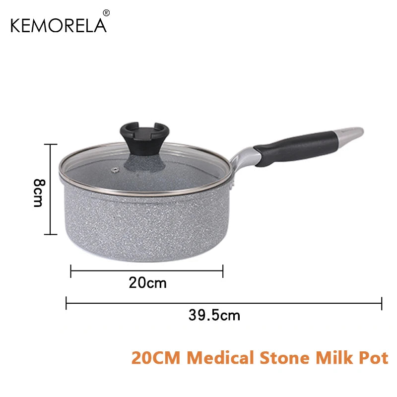 KEMORELA Stone Non-Stick Frying Pan 20–28cm | Gas & Induction Non-Stick Frying Pan Axl 20cm Milk pot