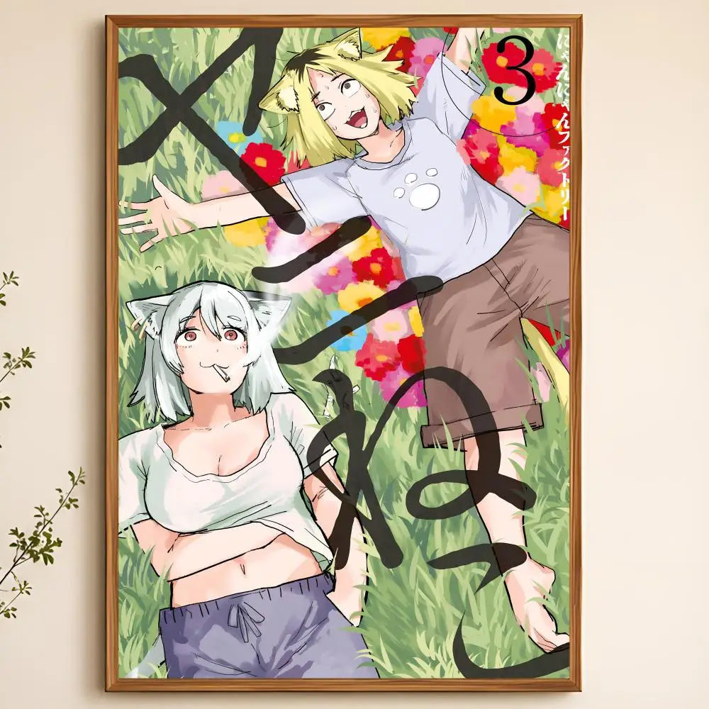 Yani Neko Peel-and-Stick PVC Wall Poster – HD Anime Art Wall Art Poster Axl White10 60X90cmNoframe