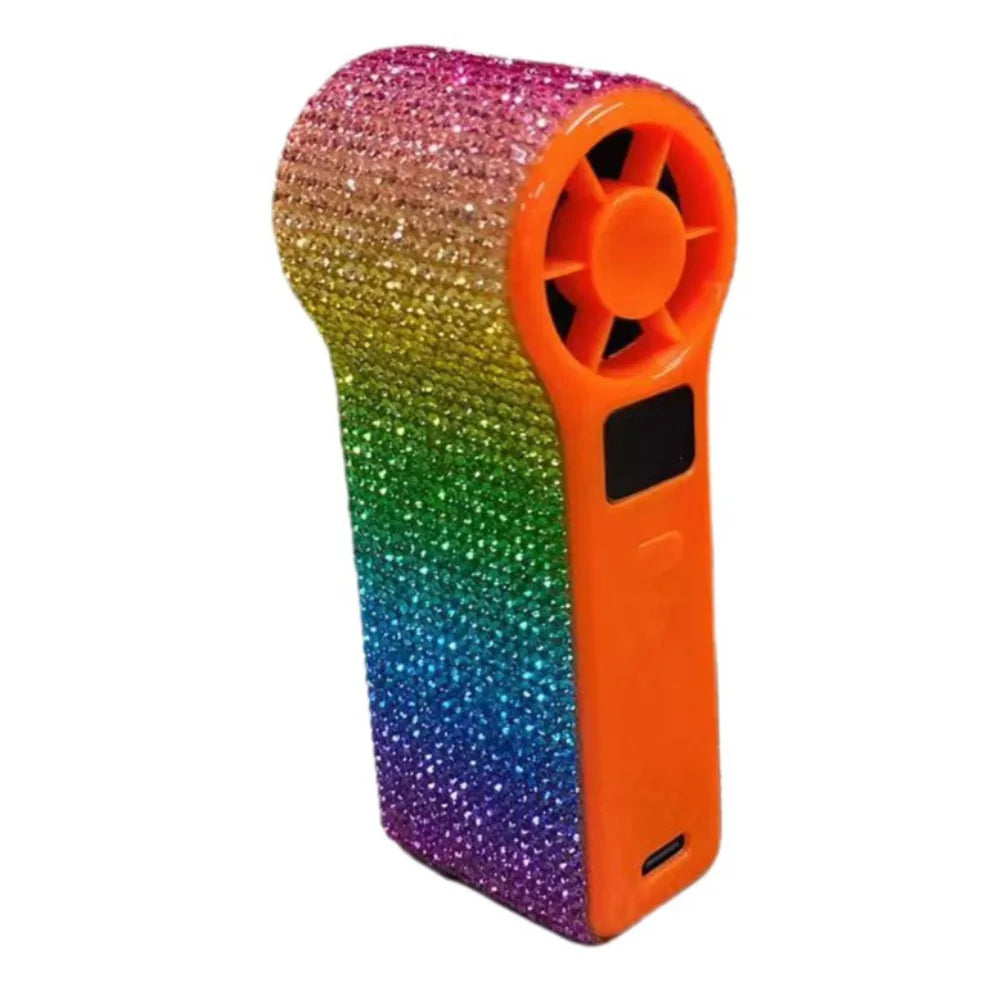 Rhinestone Handheld Fan – 100 Speeds, Digital Display, USB Handheld Fan Axl Colorful Rhinestone