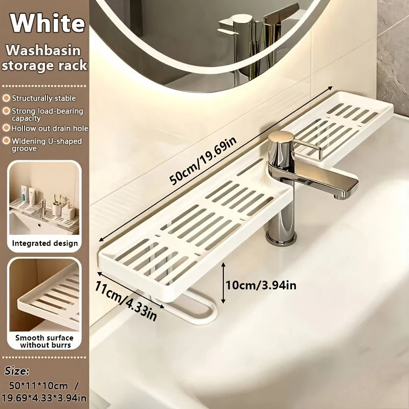 Bathroom Sink Organizer – Faucet Hanging Storage Shelf Sink Storage Rack Axl White-1pc