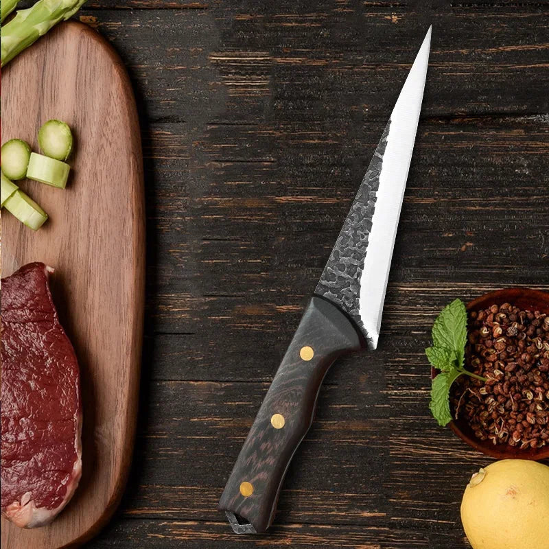 InLeung Stainless Steel Boning & Filleting Knife – Wood Handle Kitchen Boning Knife Axl
