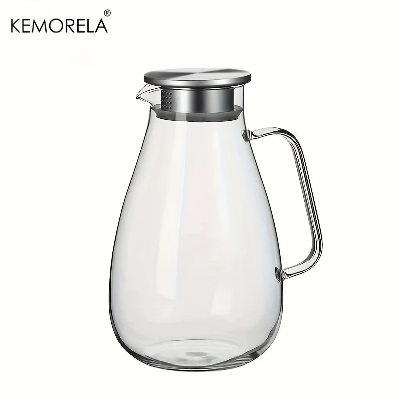 KEMORELA 2L Glass Pitcher with Lid | Hot & Cold Drinks Glass Pitcher Axl