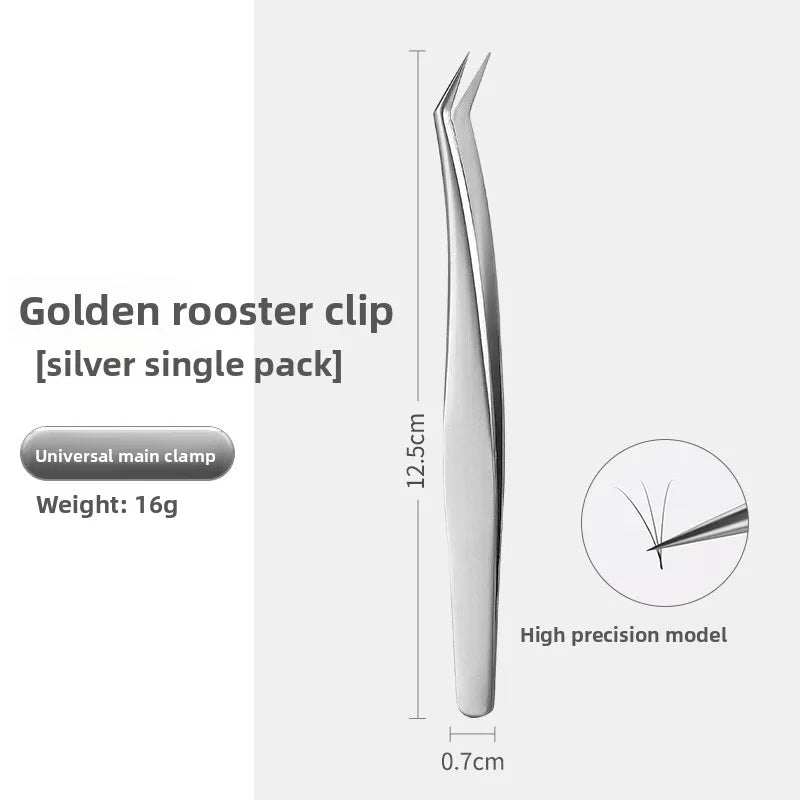 Silver Eyelash Extension Tweezers – Dolphin & Feather Precision Set Eyelash Tweezers Set Axl Mirror light-Golden